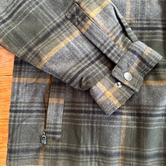 Free Country Flannel Fleece Work Jacket‎ Mens XL Quilted Overlay Duffle Olive - Picture 4 of 11